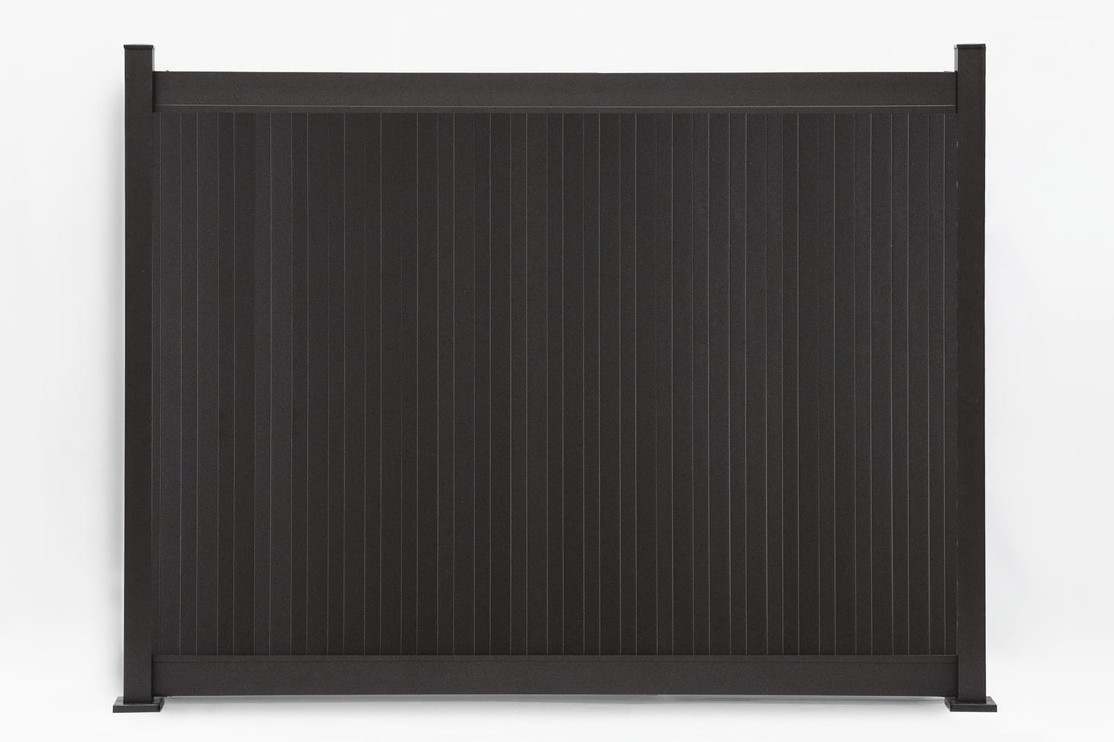 Panneau de clôture en aluminium Privacy vertical Brun gris (PL-0598), vue arrière, format de 8 pi de largeur x 6 pi de hauteur