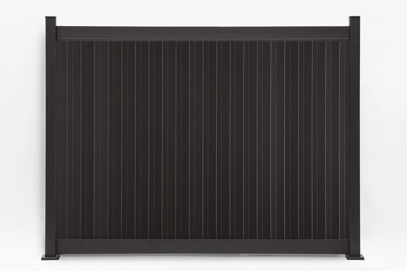 Panneau de clôture en aluminium Privacy Plus vertical en brun gris (PL-0598), vue arrière, dimensions de 8 pi de large x 6 pi de haut
