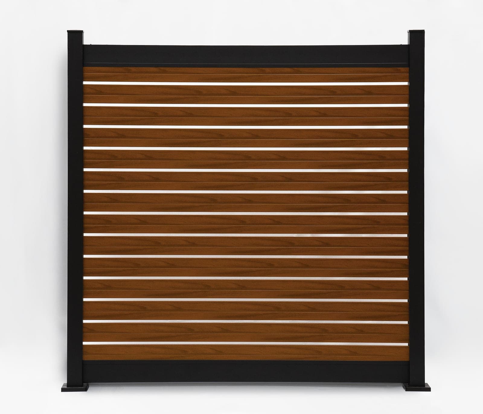 Panneau de clôture en aluminium Semi-Privacy horizontal Noyer (WU-0112), vue arrière