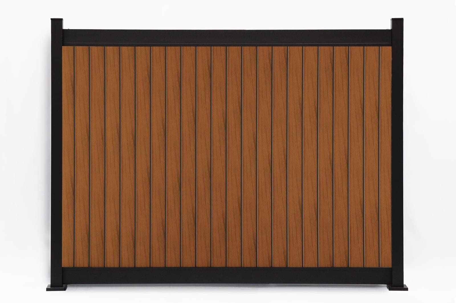 Panneau de clôture en aluminium Privacy Plus vertical en noyer (WU-0112), dimensions de 8 pi de large x 6 pi de haut