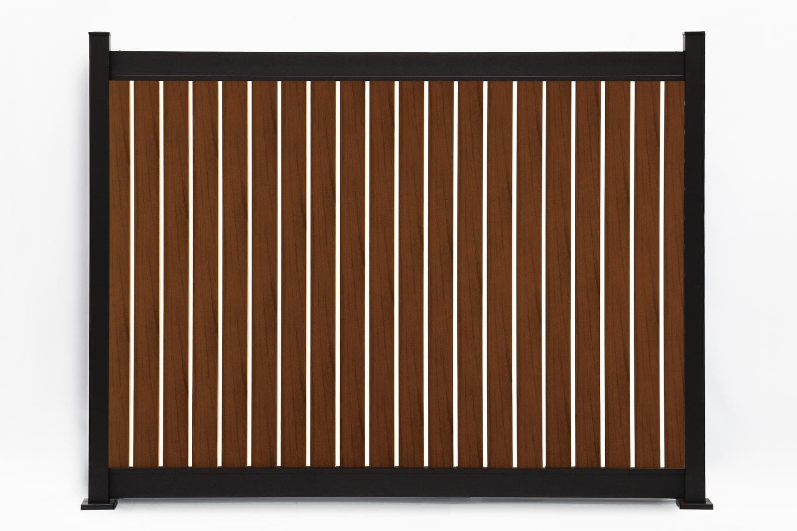 Panneau de clôture en aluminium Semi-Privacy vertical Noyer (WU-0112), format de 8 pi de largeur x 6 pi de hauteur