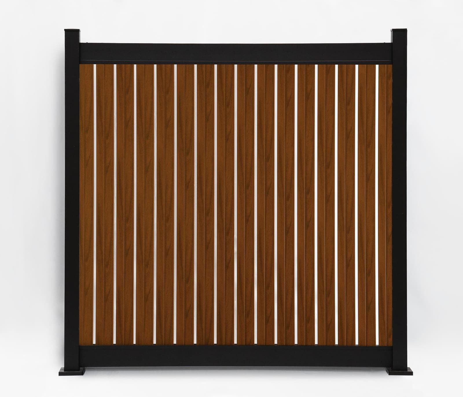 Panneau de clôture en aluminium Semi-Privacy vertical Noyer (WU-0112), vue arrière