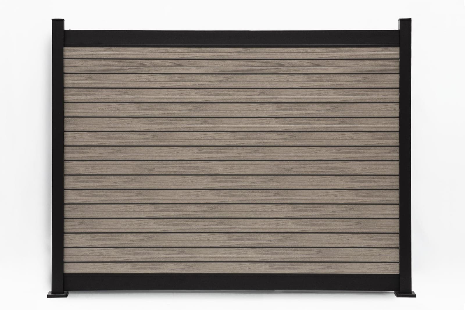 Panneau de clôture en aluminium Privacy Plus horizontal en noyer gris (WU-0201), vue arrière, dimensions de 8 pi de large x 6 pi de haut