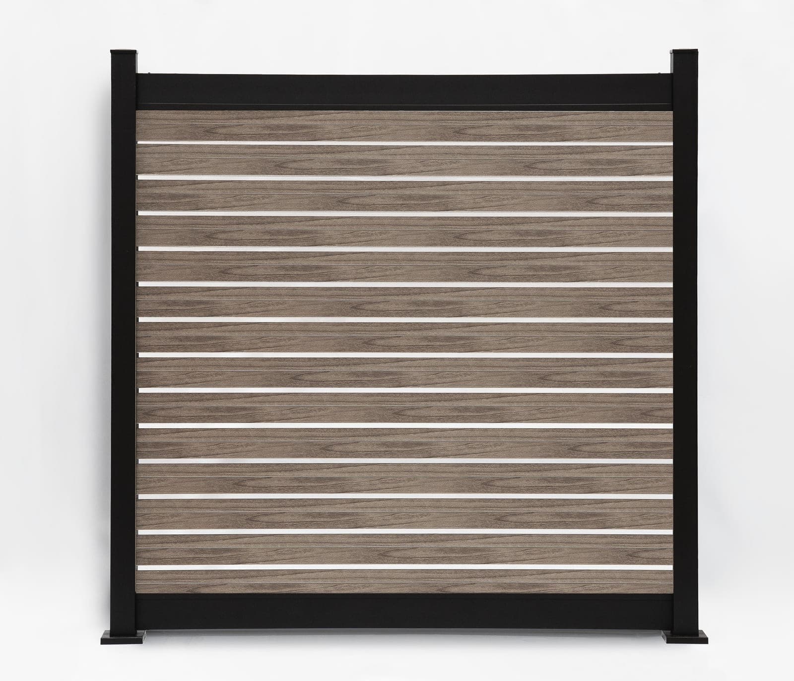 Panneau de clôture en aluminium Semi-Privacy horizontal Noyer gris (WU-0201), vue arrière