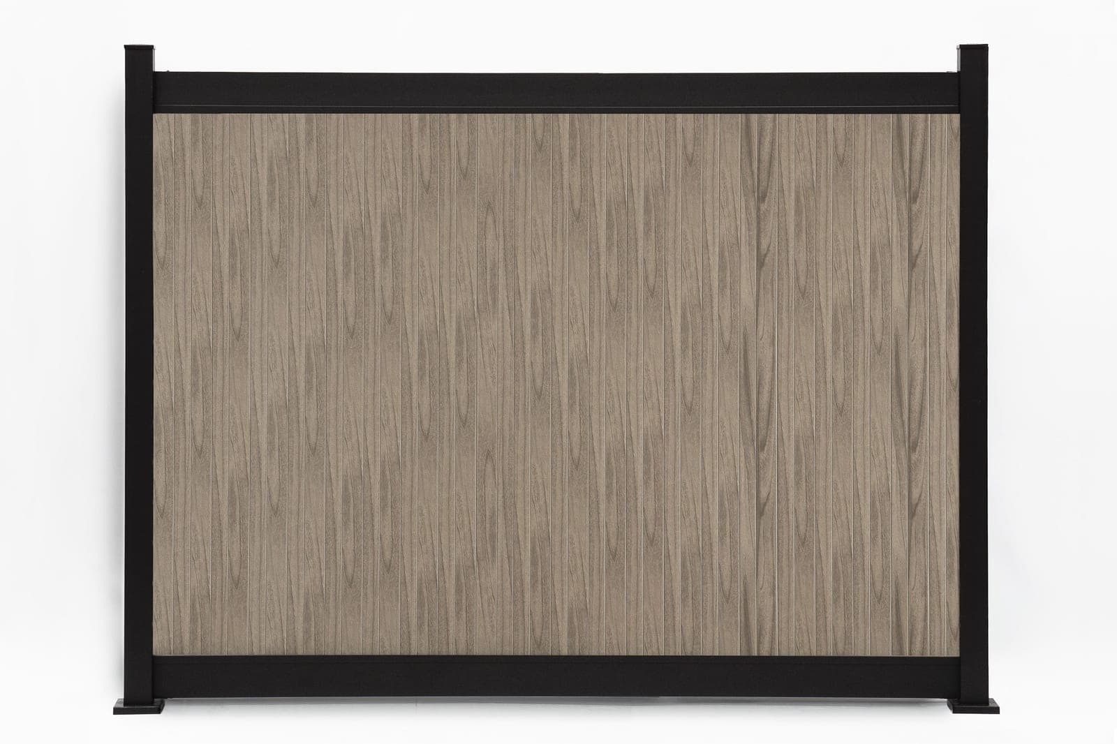Panneau de clôture en aluminium Privacy vertical Noyer gris (WU-0201), vue arrière, format de 8 pi de largeur x 6 pi de hauteur