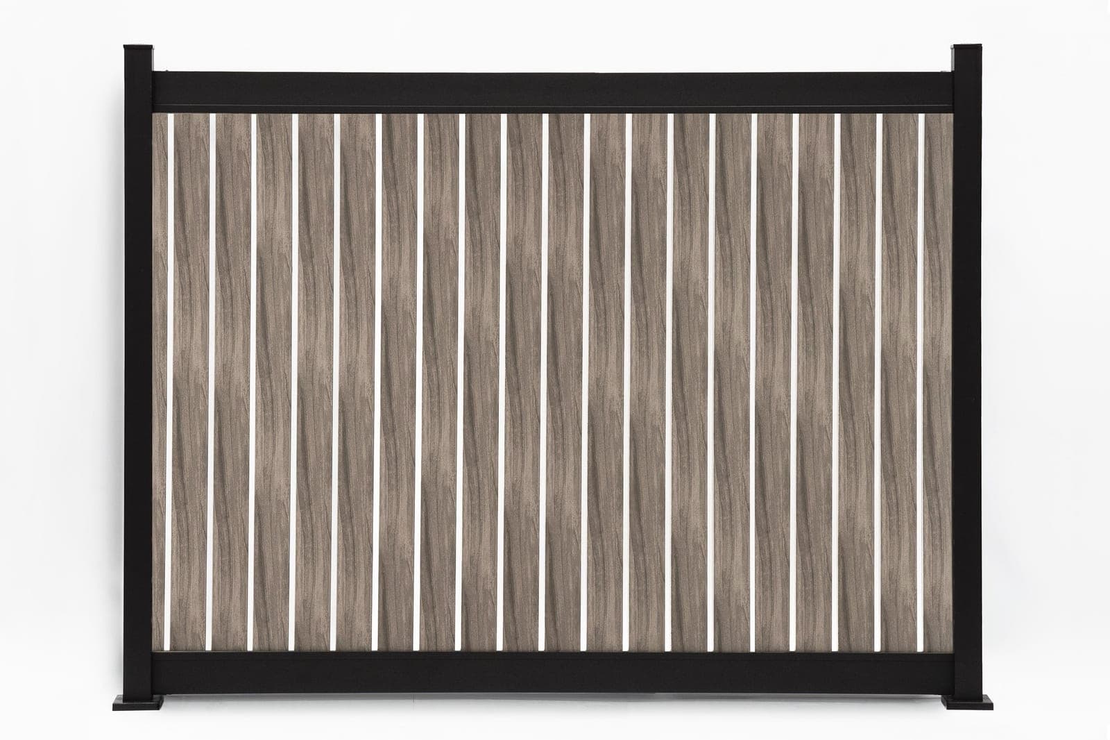 Panneau de clôture en aluminium Semi-Privacy vertical Noyer gris (WU-0201), format de 8 pi de largeur x 6 pi de hauteur