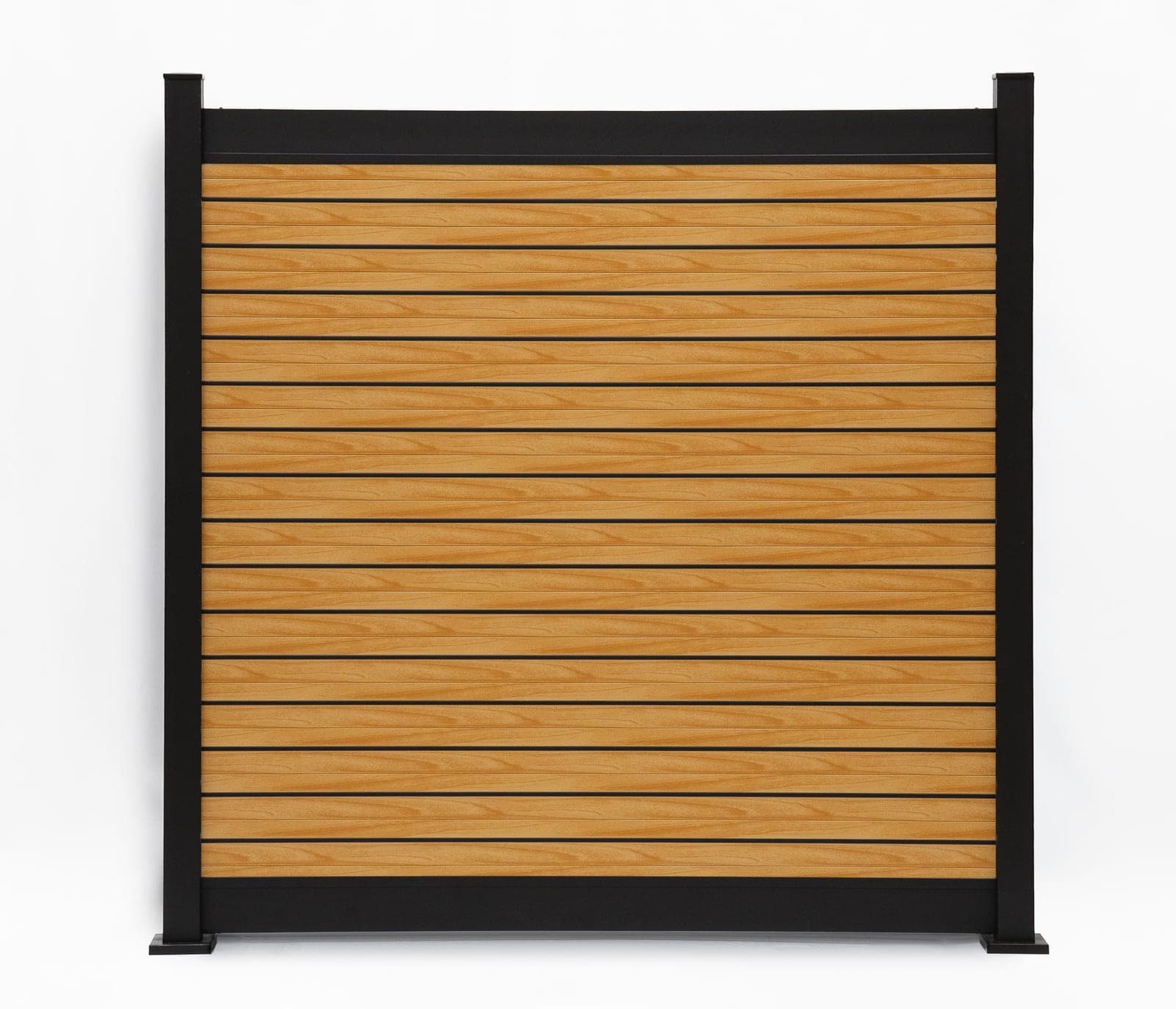Panneau de clôture en aluminium Privacy Plus horizontal en noyer naturel (WU-0384), vue arrière