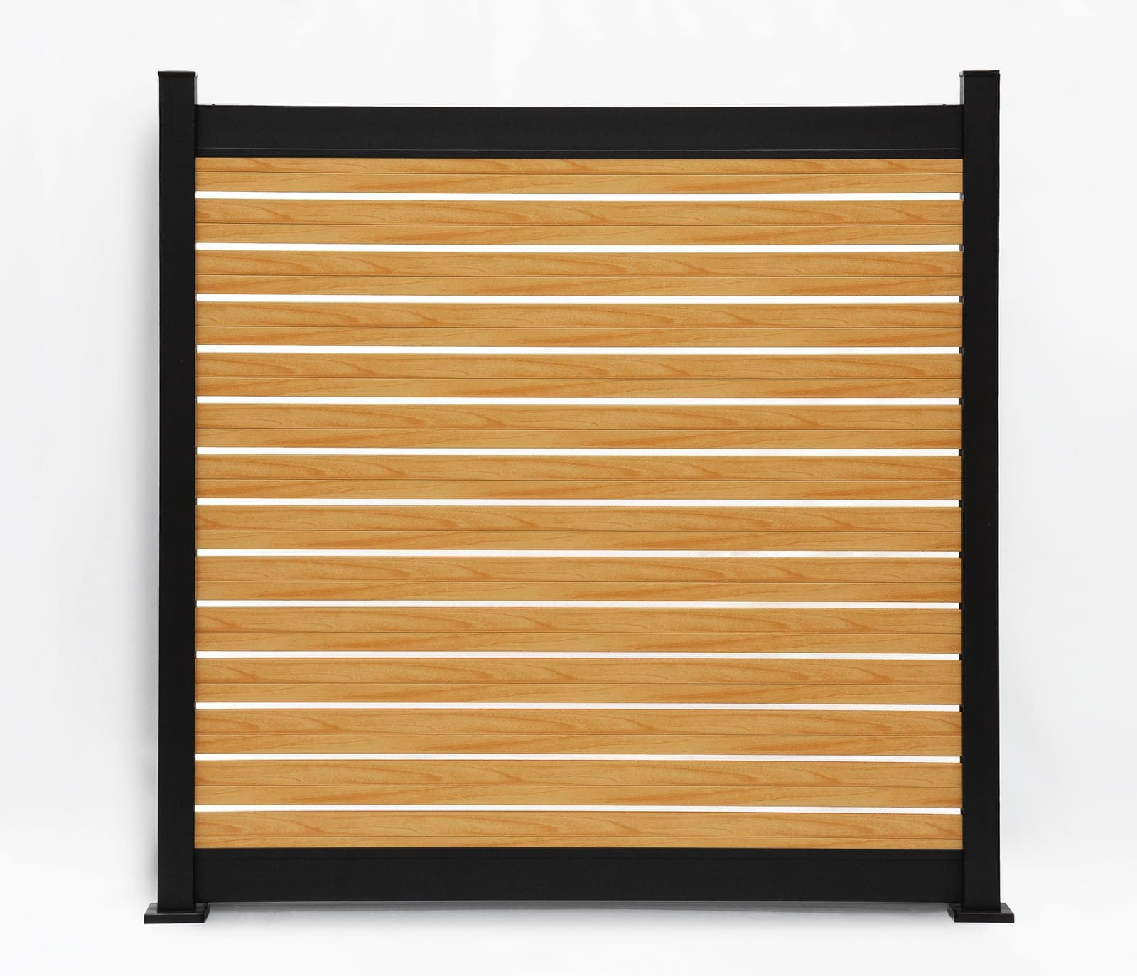 Panneau de clôture en aluminium Semi-Privacy horizontal Noyer naturel (WU-0384), vue arrière