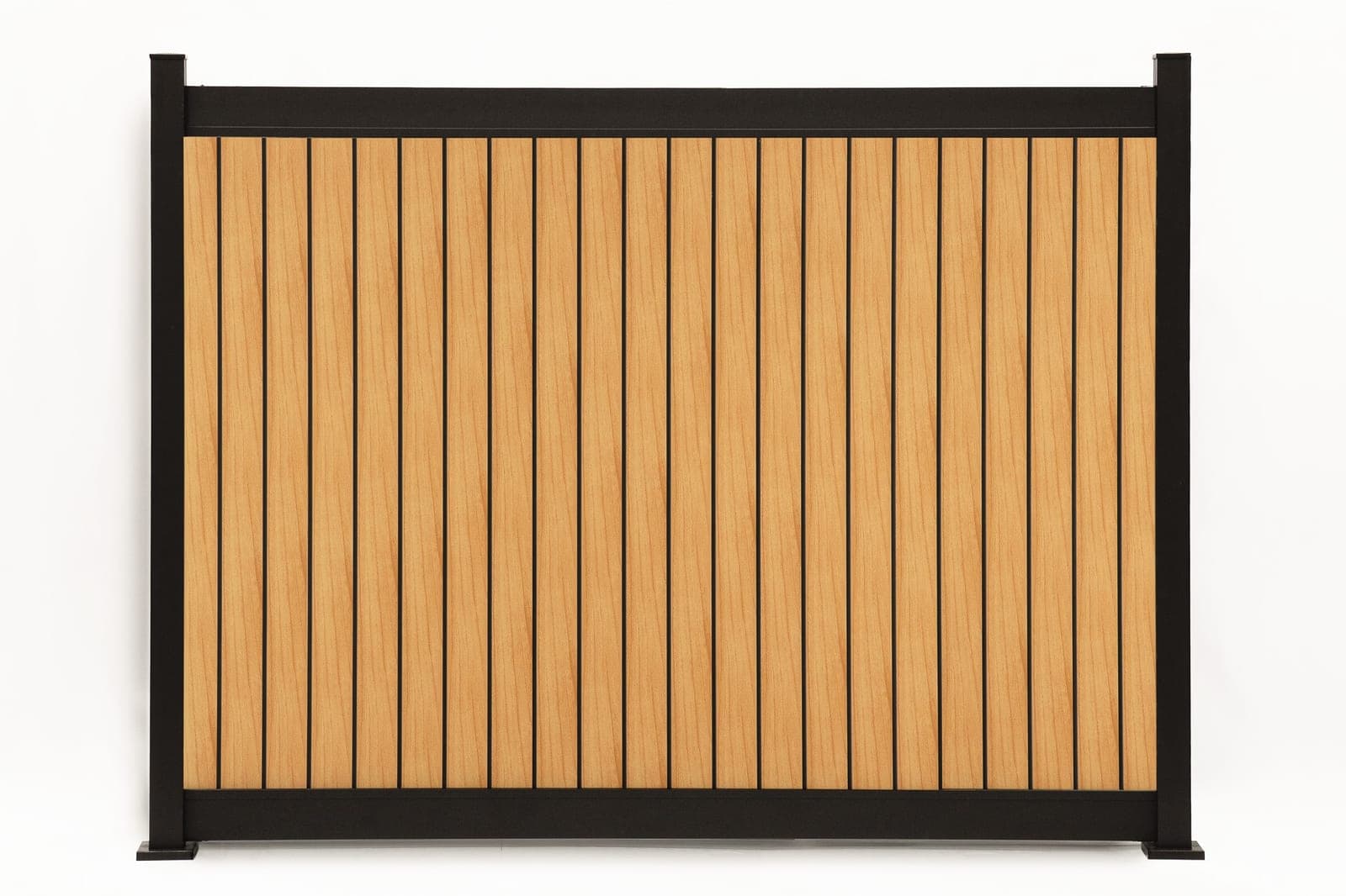 Panneau de clôture en aluminium Privacy Plus vertical en noyer naturel (WU-0384), dimensions de 8 pi de large x 6 pi de haut