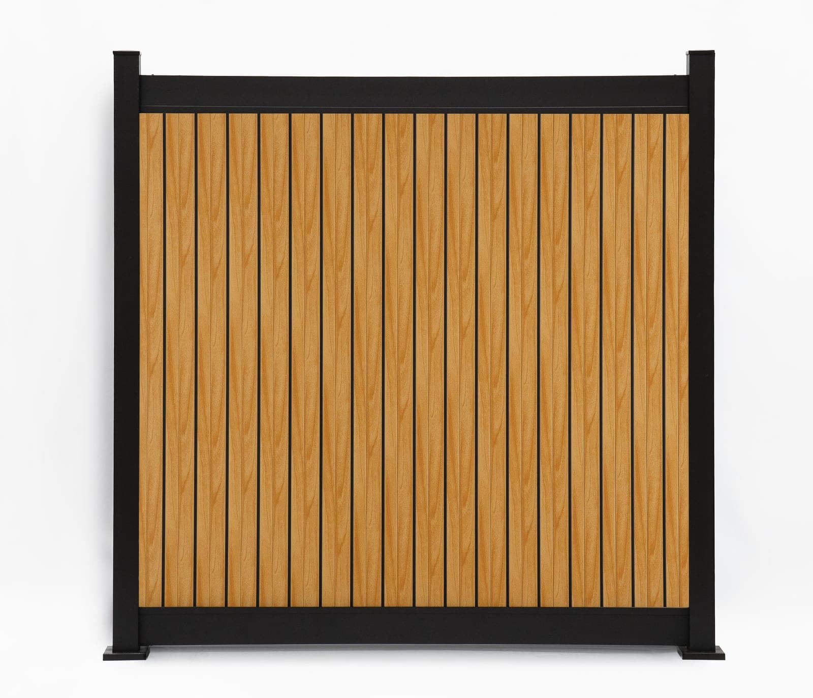 Panneau de clôture en aluminium Privacy Plus vertical en noyer naturel (WU-0384), vue arrière
