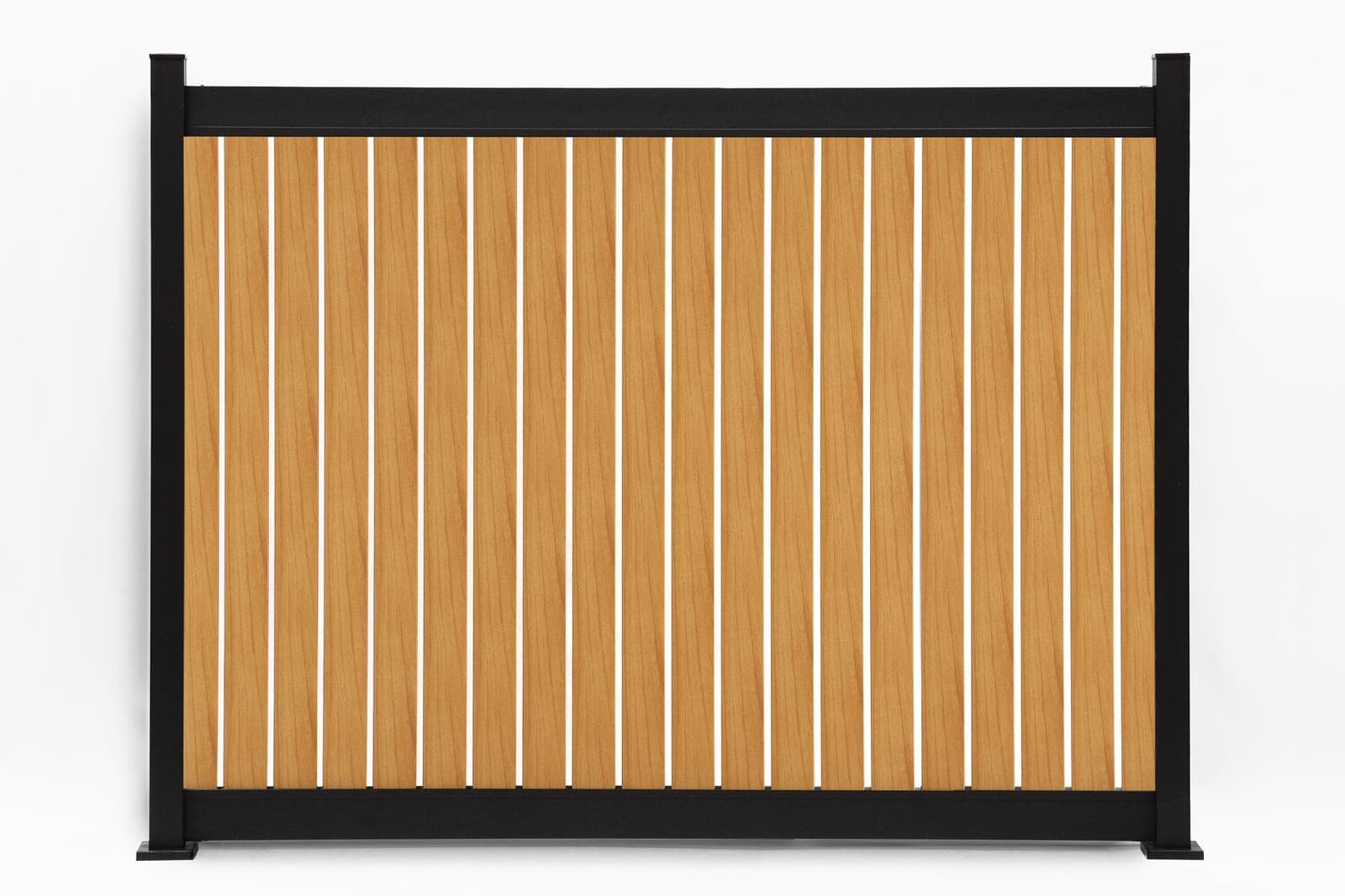Panneau de clôture en aluminium Semi-Privacy vertical Noyer naturel (WU-0384), format de 8 pi de largeur x 6 pi de hauteur