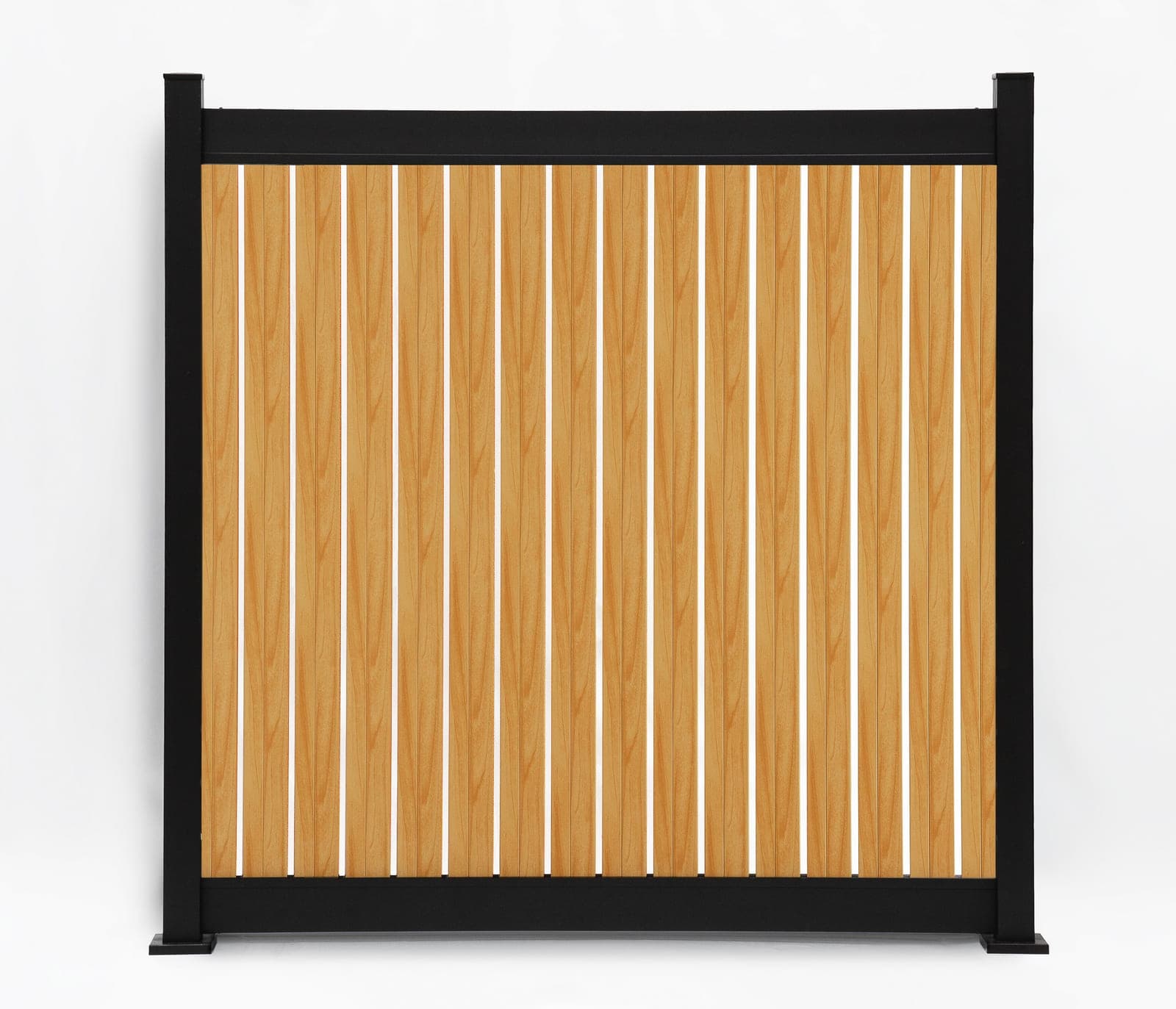 Panneau de clôture en aluminium Semi-Privacy vertical Noyer naturel (WU-0384), vue arrière