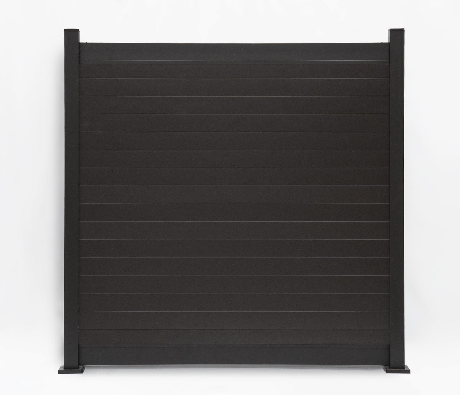Panneau de clôture Privacy en aluminium horizontal noir plein, sans espace entre les lattes