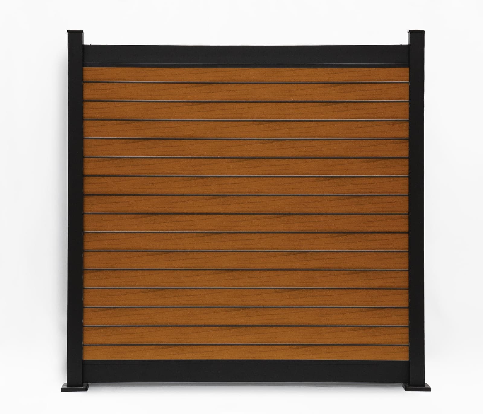 Panneau Privacy Plus horizontal en aluminium, fini grain de bois noyer